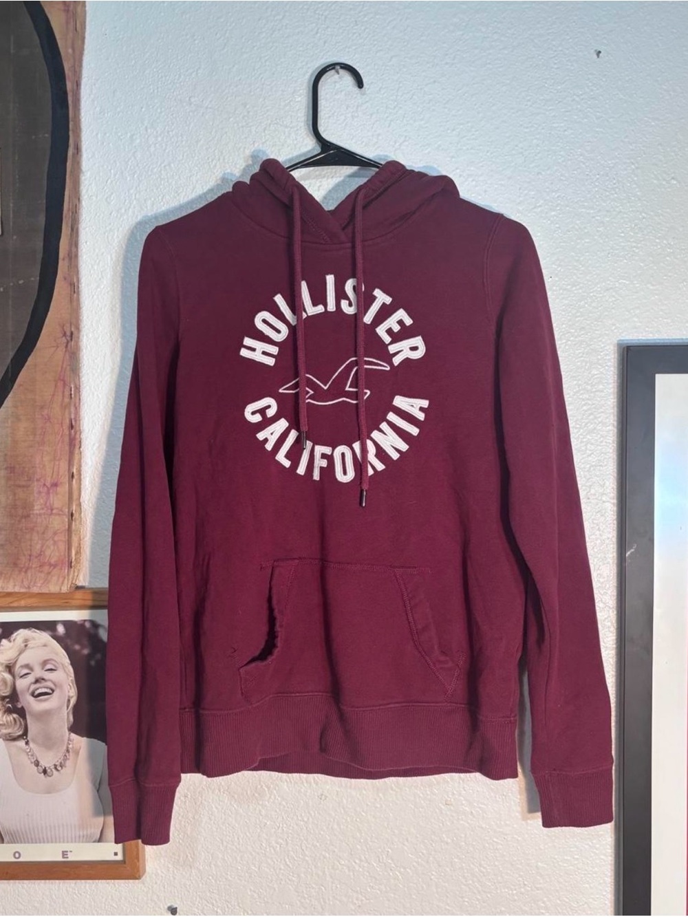 Hollister Maroon Crewneck Hoodie Sweater